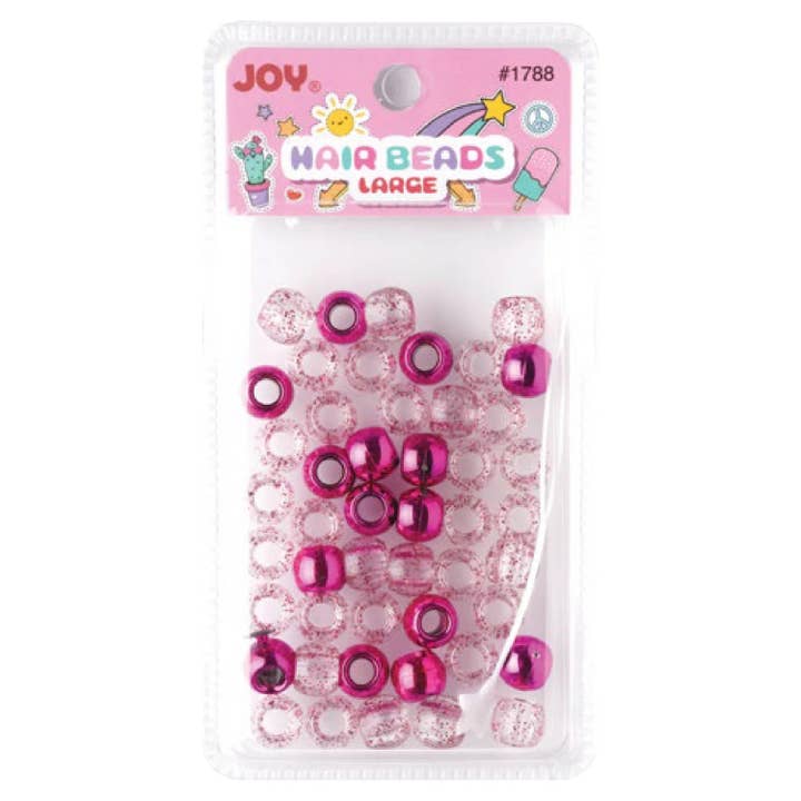 Joy Large Hair Beads 50Ct Magenta Metallic & Glitter for wholesale by Annie International, Inc.