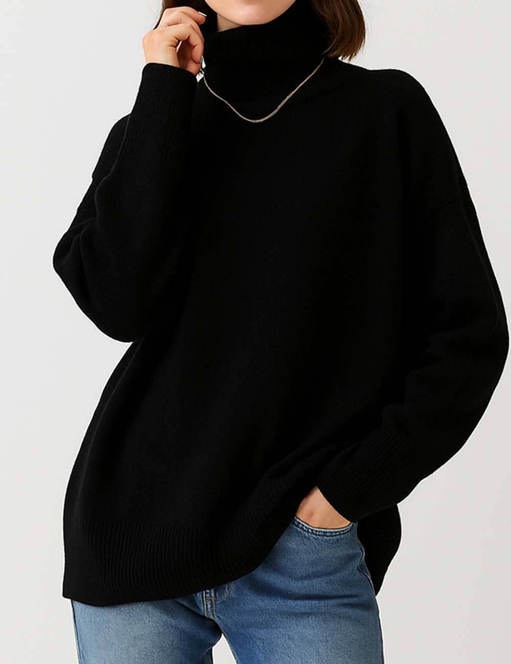 Sweetkama - Venta al por mayor Jersey de punto - Mujer - Suéter de punto para mujer con cuello alto y color sólido 560523