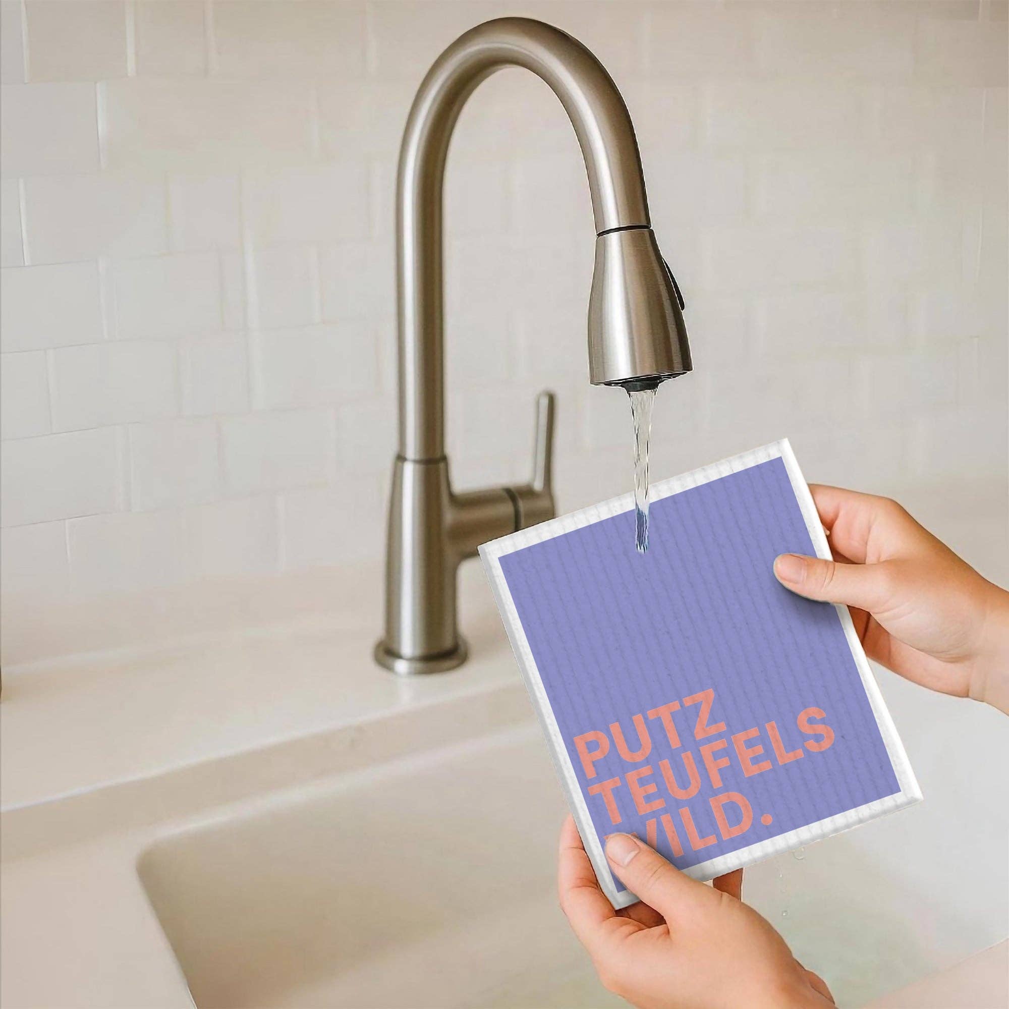 Naturbedacht - Wholesale Dishcloth - Sponge cloth - Saying - Cleaning devil wild - No. 24