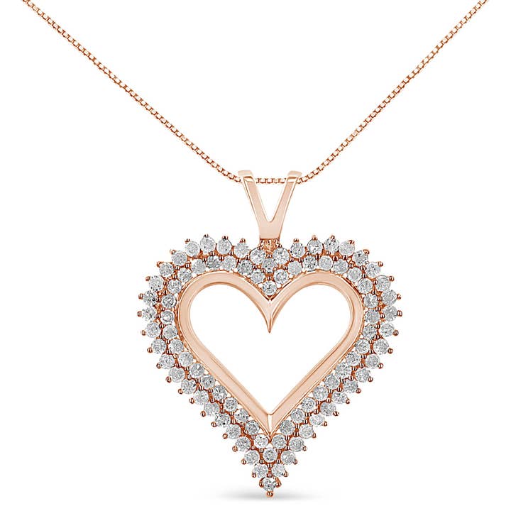 .925 Sterling Silver 2.0 Cttw Diamond Heart Pendant Necklace for wholesale by Infinite Jewels