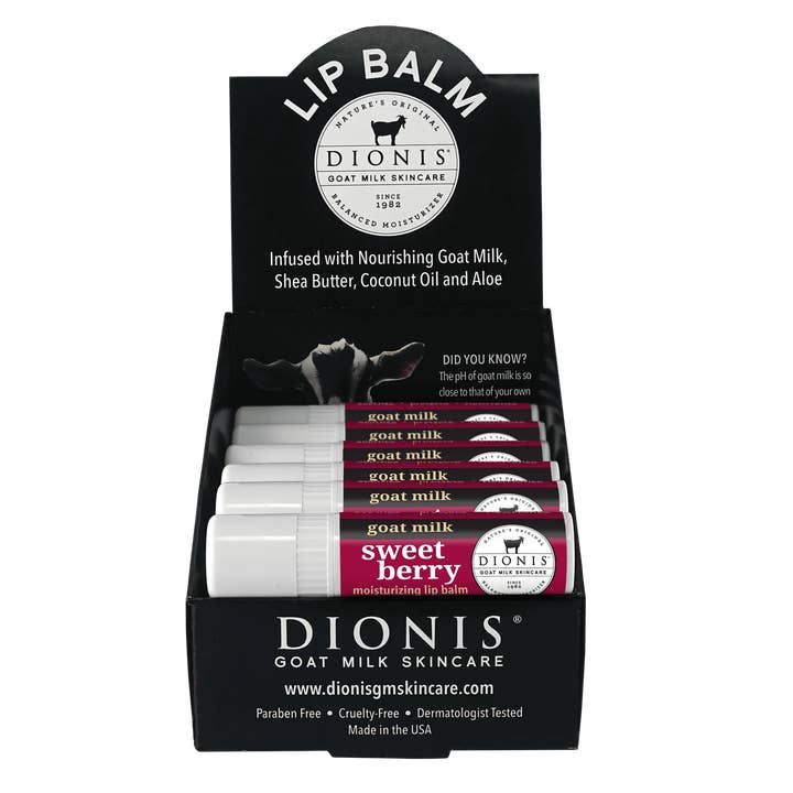 Dionis Sweet Berry Goat Milk Lip Balm, 18 Ct Display for wholesale by Dionis Goat Milk Skincare