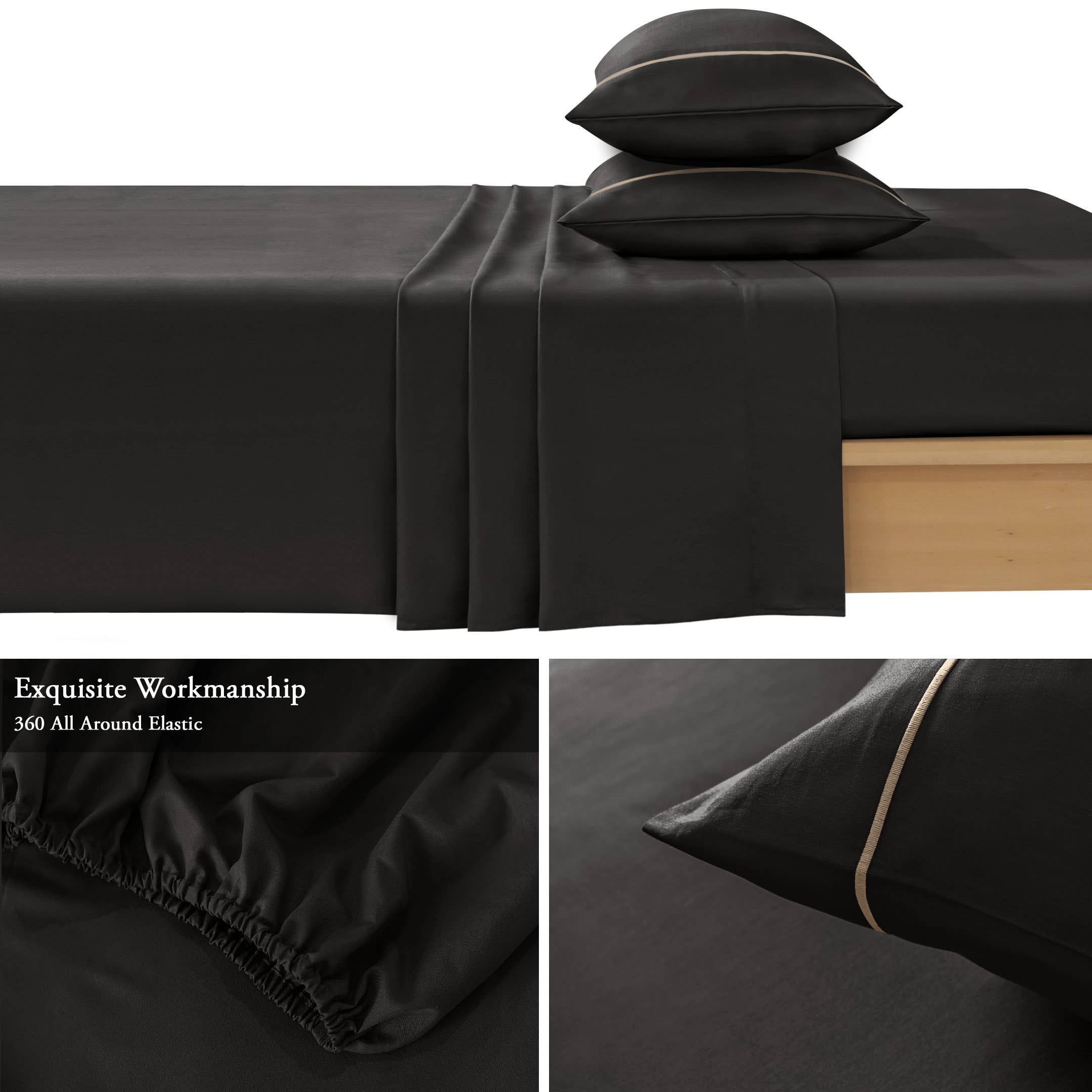 Cottonpassion_US – Conjunto de lençóis por atacado – Jogo de lençol em algodão cetim 400 fios com bordado - 4 peças47