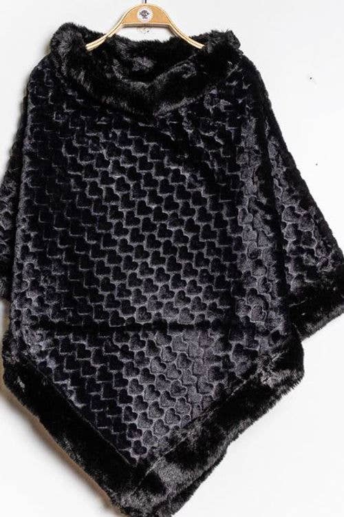 LOOWIE - Wholesale Poncho - Women's - 9069 Faux Fur Poncho Hearts Loowie0