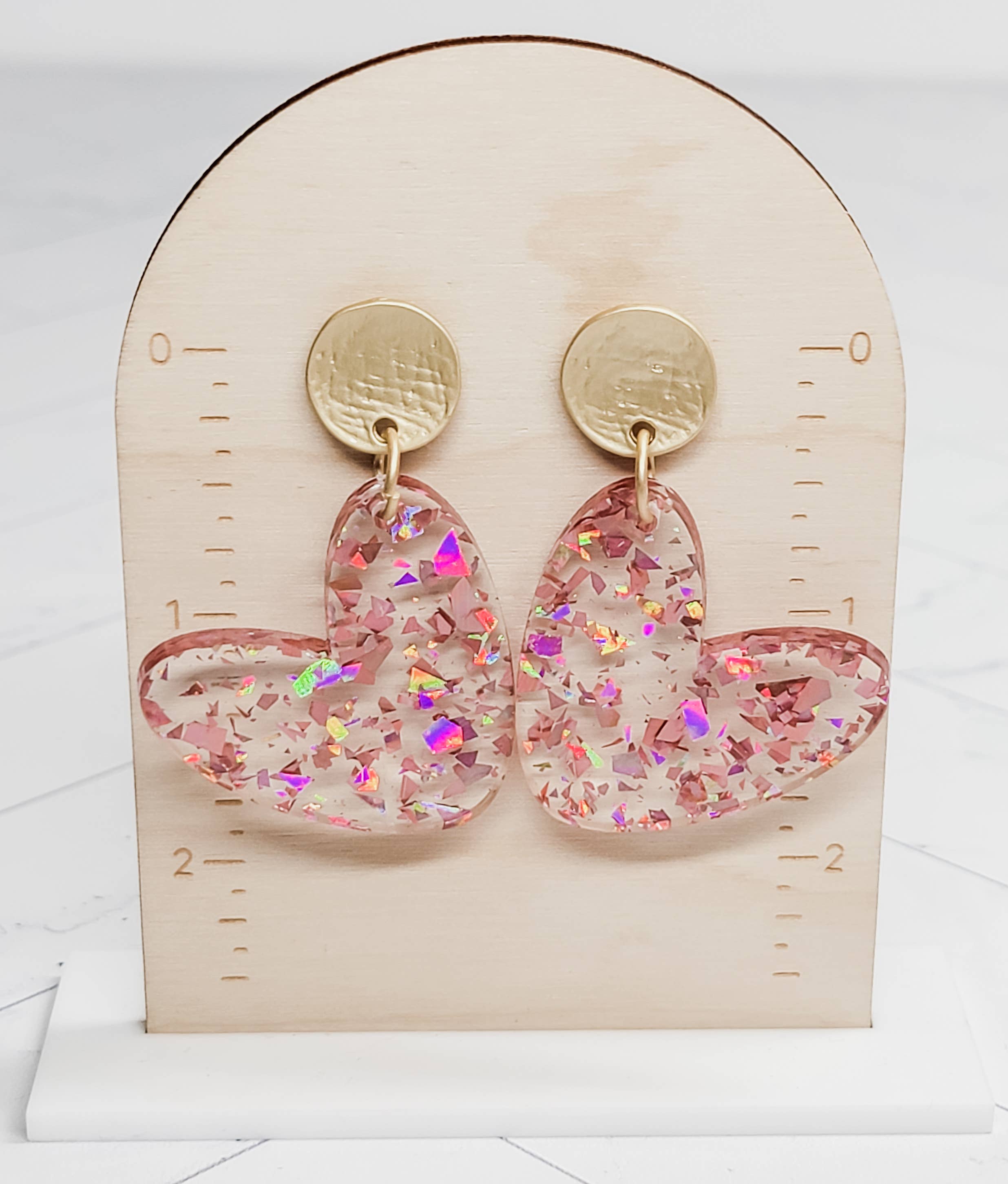 Krafts By Kassy - Vente Boucles d'oreilles pendantes - Boucles d'oreilles en forme de cœur en flocons en or rose6