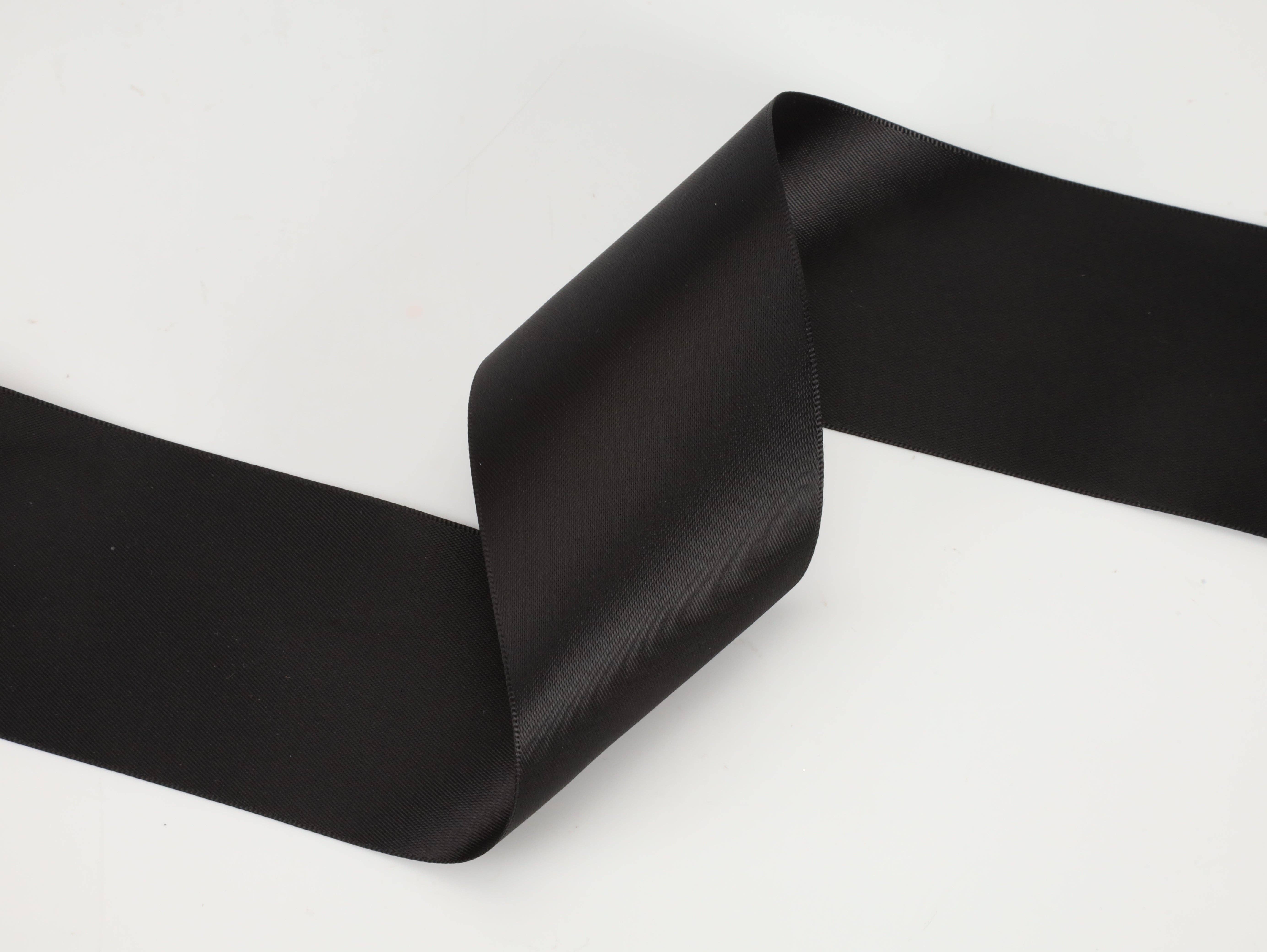 LA Ribbons Wholesale - Wholesale Linten - Dubbelzijdig satijnen lint | Zwart (030)9