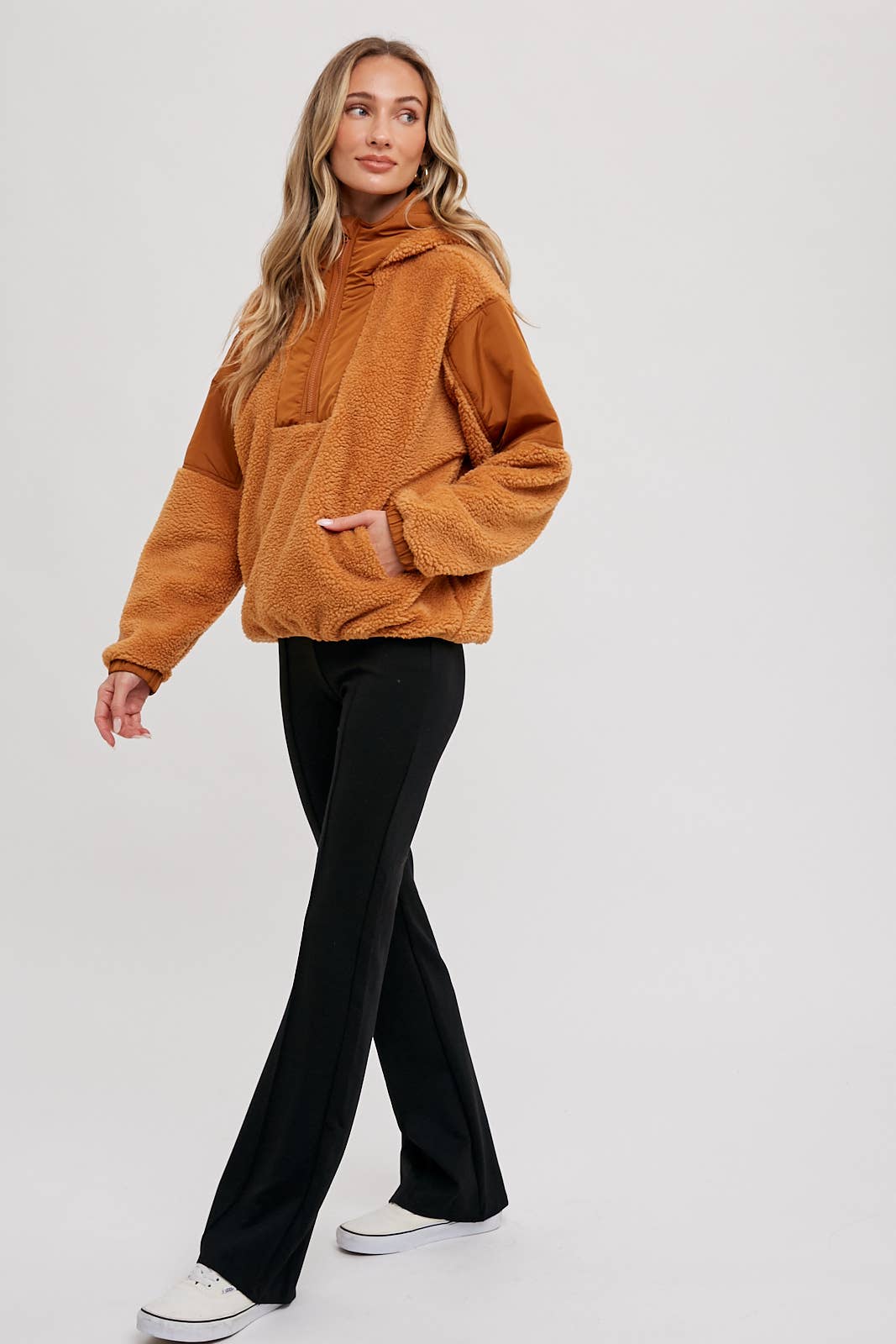 Bluivy - Wholesale Hoodie - Women's - FAUX SHEARLING CONTRAST HOODIE30