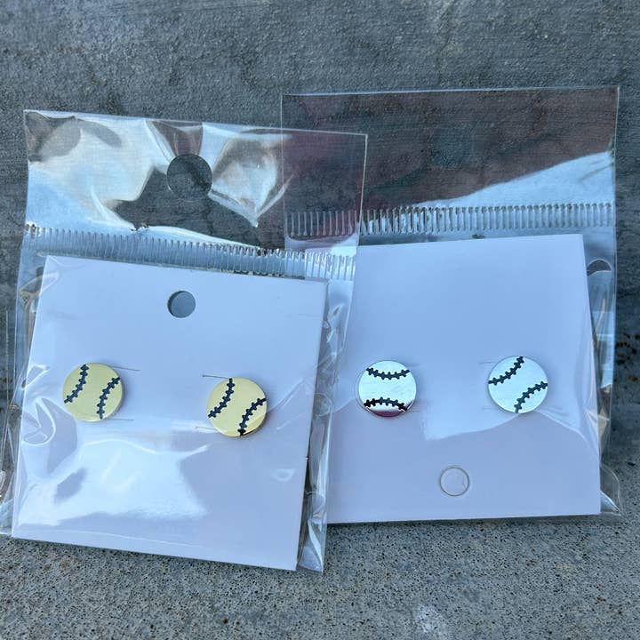 JILLIAN INK LLC - Wholesale Stud/Post Earrings - Baseball or Softball Stud Earrings in Gold or Silver4