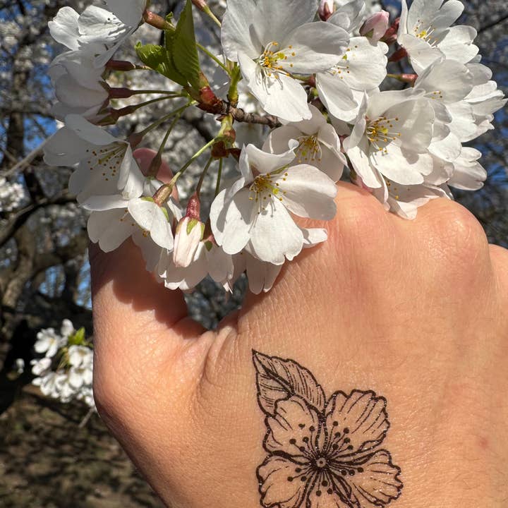 NatureTats - Wholesale Temporary Tattoo - Cherry Flower Temporary Tattoo