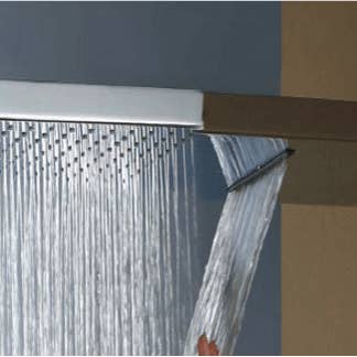 Stainless steel wall rain shower with waterfall including built-in body for wholesale by Stilform Handels GmbH
