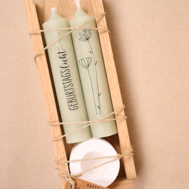 Set de bougies « Birthday light » vert sauge | anniversaire pour la vente par isaMi