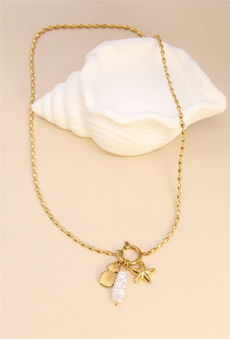 golden Modern Stainless Steel Charm Necklace for wholesale on Faire0