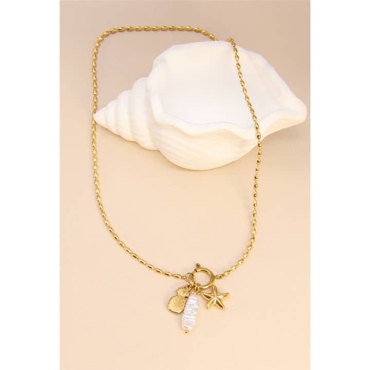 golden Modern Stainless Steel Charm Necklace for wholesale on Faire