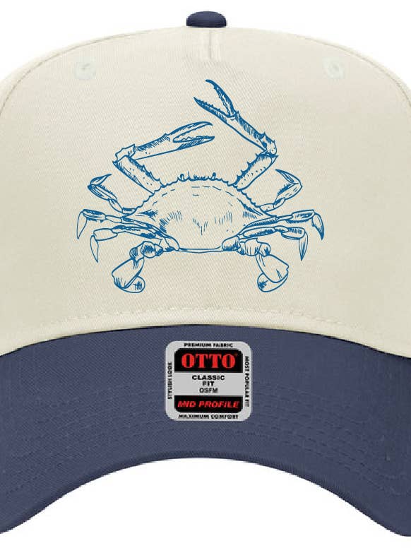 Cappellino da baseball a profilo medio Crab / Blu navy / Coastal per la vendita all'ingrosso da parte di Salt & Sand