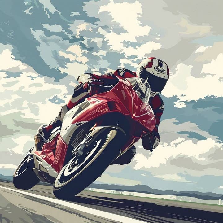 Rød motorcykelracer for engroshandel hos Paint with Number