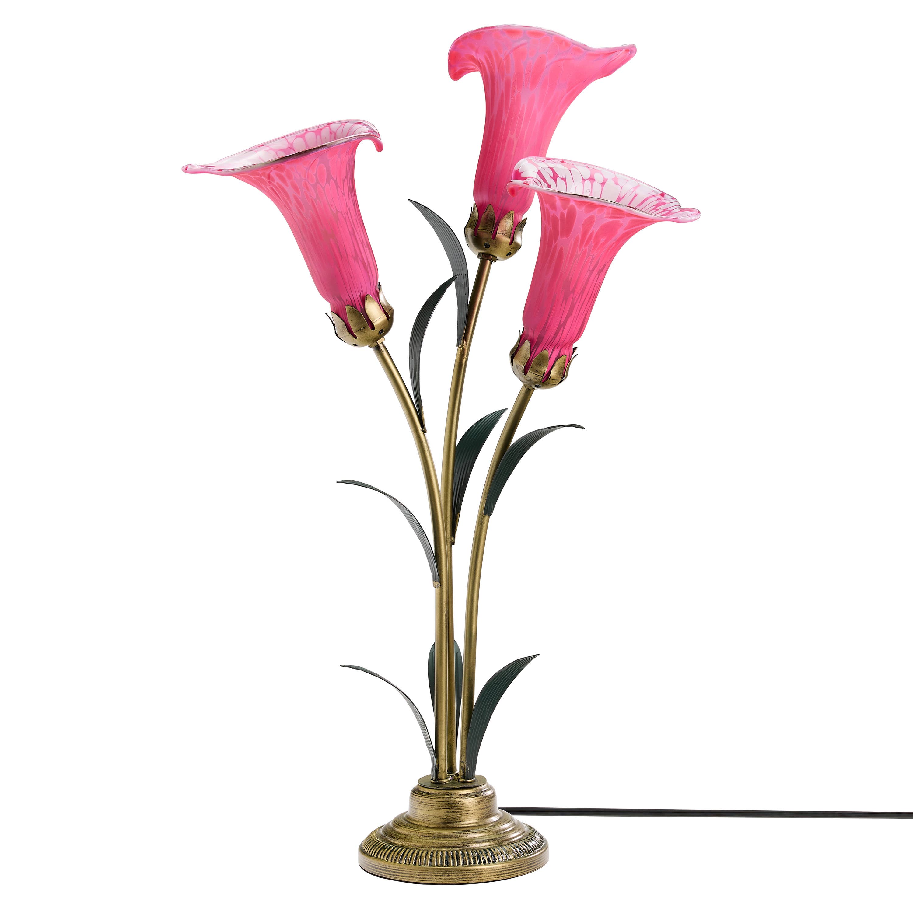 River of Goods - Wholesale Accent/Desk Lamp - 23.5"H Fuchsia 3 Shade Handblown Glass Calla Lily Table Lamp1