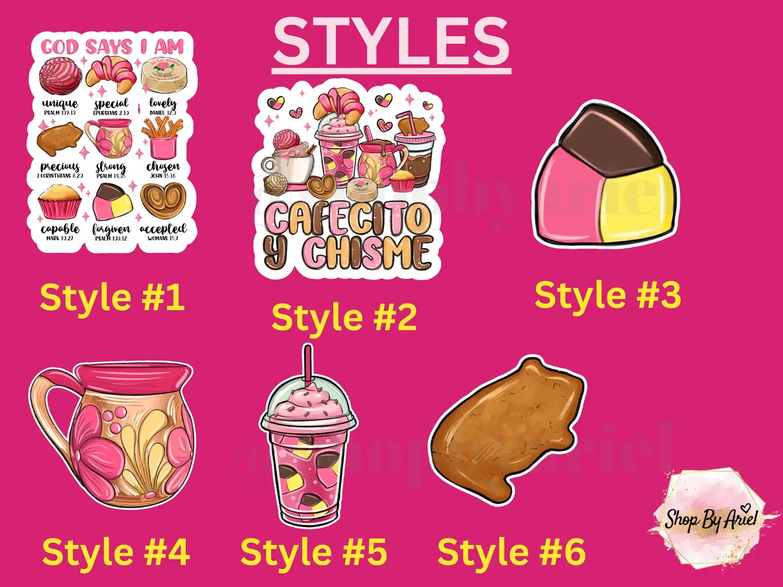 ShopByAriel - Wholesale Sticker - Cafecito Y Chisme Stickers| Conchas Stickers | Pan dulce|0