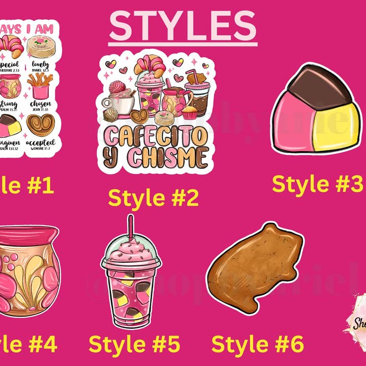 ShopByAriel - Wholesale Sticker - Cafecito Y Chisme Stickers| Conchas Stickers | Pan dulce|