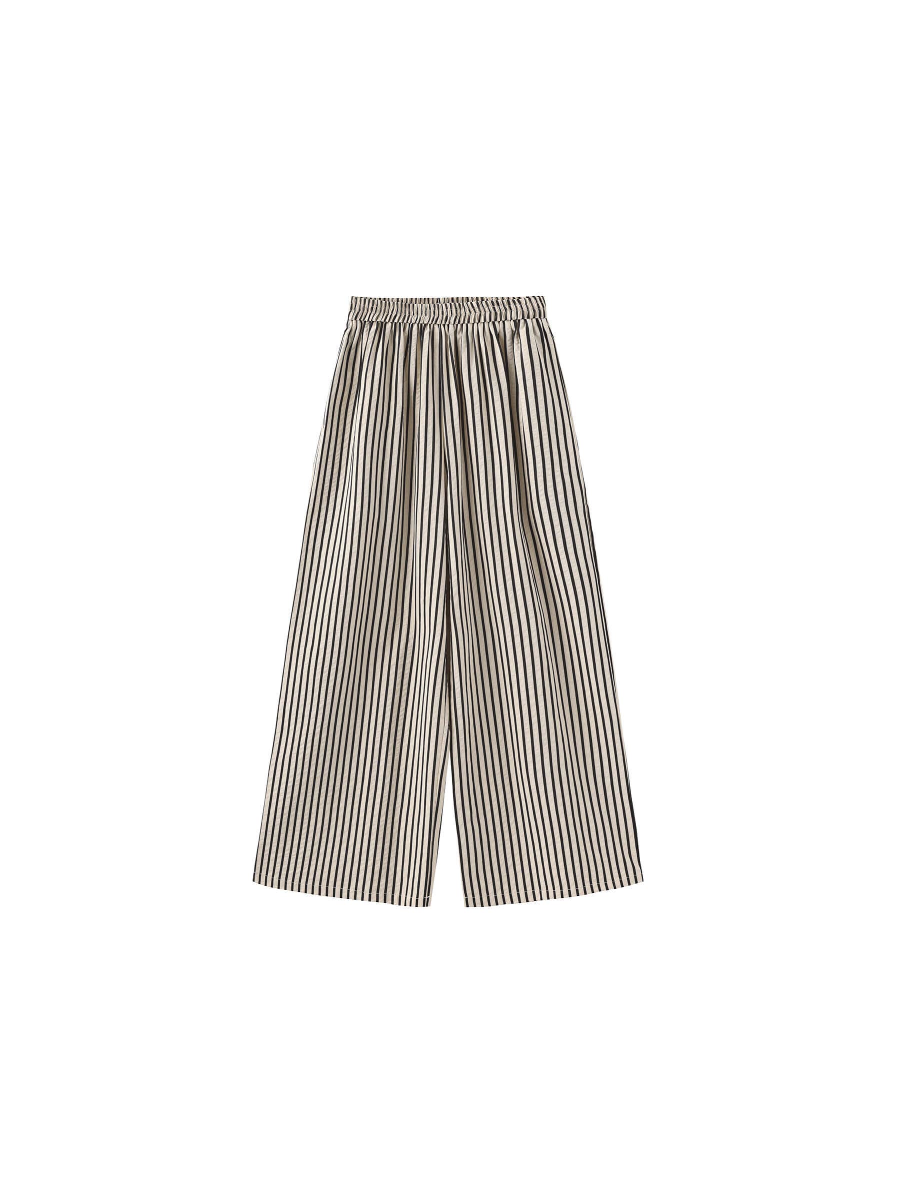 Beige Elastic Waist Striped Straight Trousers for wholesale on Faire6