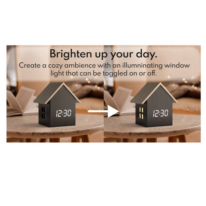 Driini - Wholesale Alarm clock - Driini Digital House Alarm Clock with House Light (Dark)2