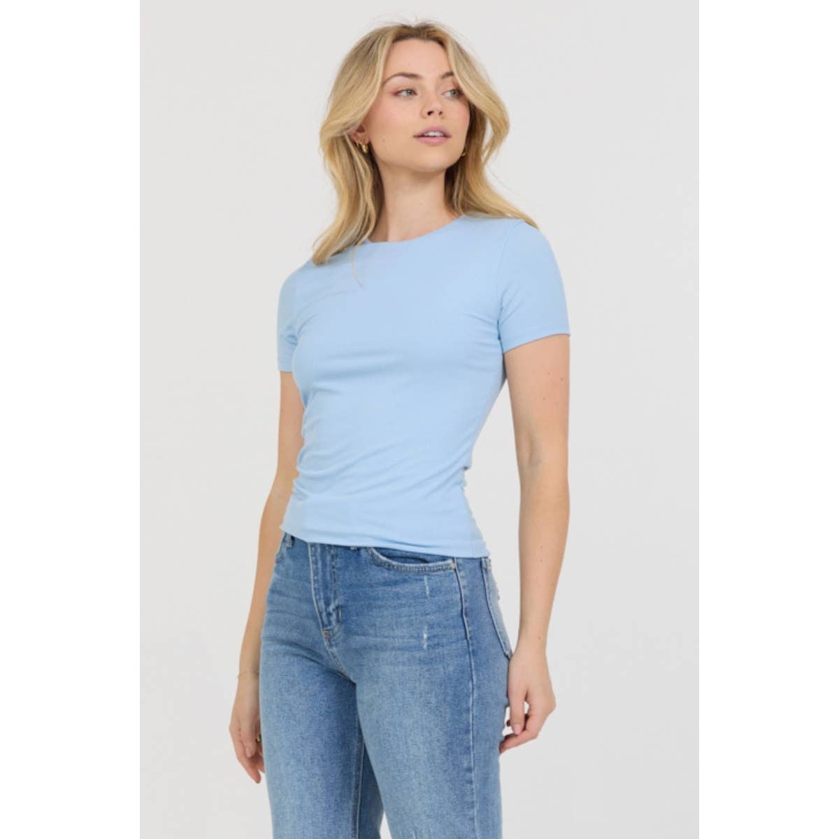 Popular 21 - Vente Haut en maille – femme - T-shirt en tricot à manches courtes et col haut à double couche8