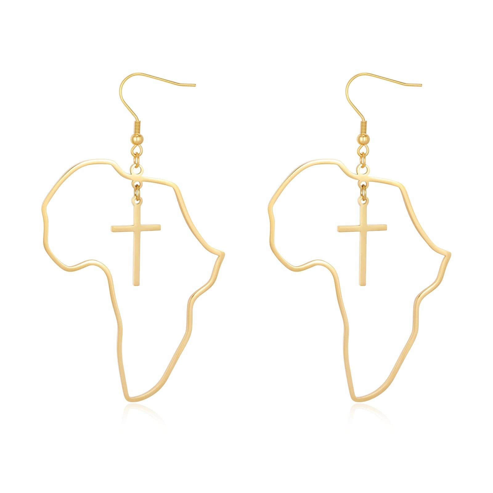 Adé & Grace - Wholesale Dangle Earrings - "Africa x Cross" Oversized Earrings7