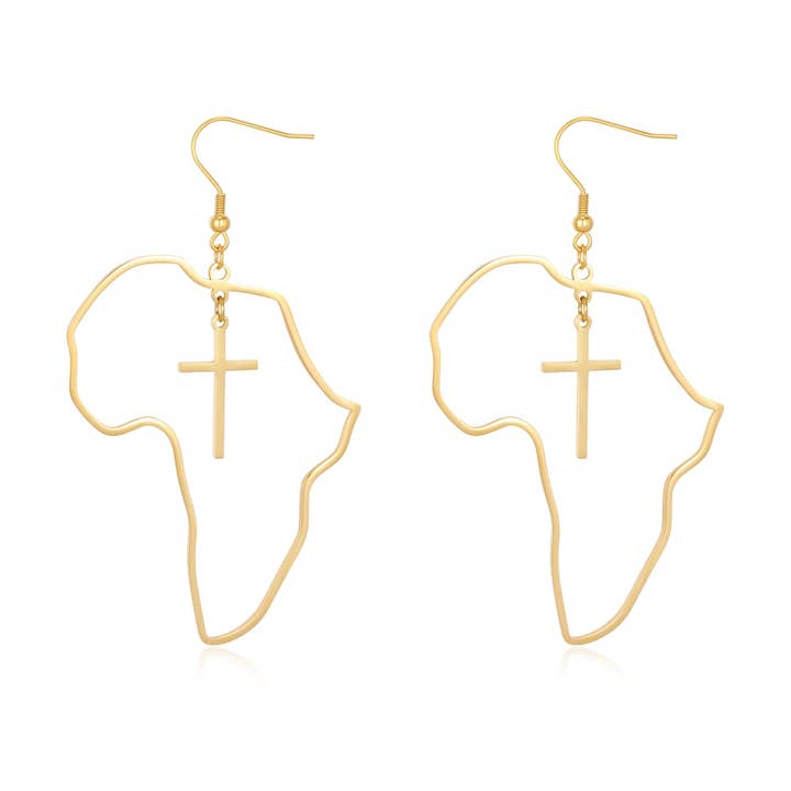 Adé & Grace - Wholesale Dangle Earrings - "Africa x Cross" Oversized Earrings7