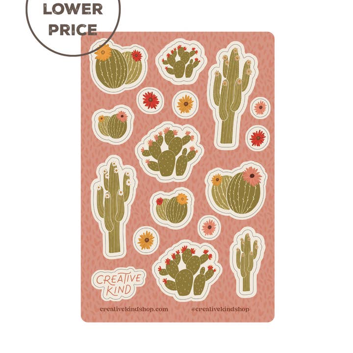 Creative Kind - Wholesale Sticker - Nature Sticker Sheet – Spring Cactus Blooms Vinyl Sticker Sheet0