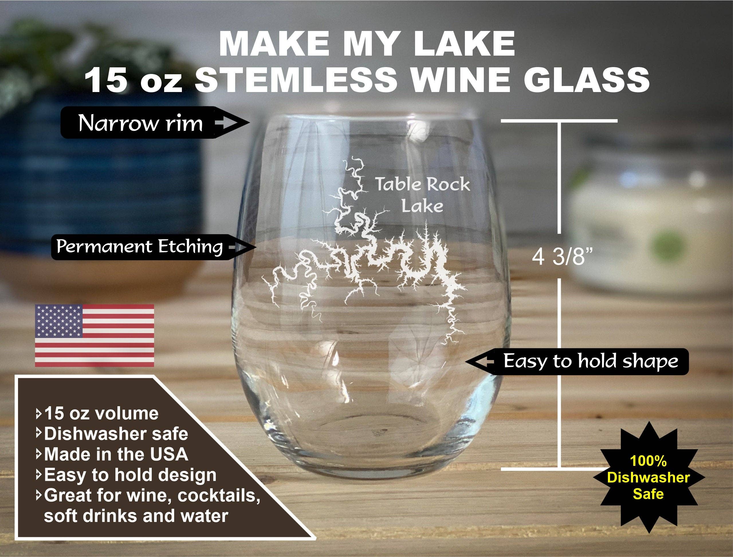 Adirondack Etching LLC - Wholesale Wine Glass - Make My Lake 15 oz Stemless Wine Glass