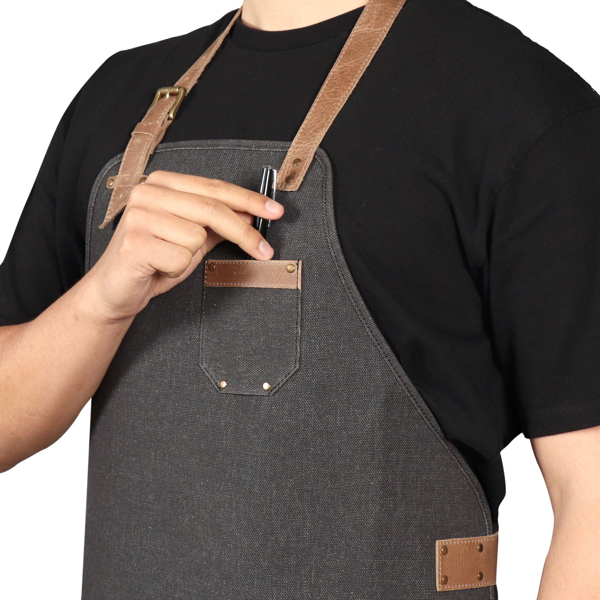 Londo - Wholesale Apron - Otto Angelino Personalized Canvas Cooking Apron, Working Apron with Customization, Workshop Apron with Pockets, Woodworking Apron with Tool Pockets6