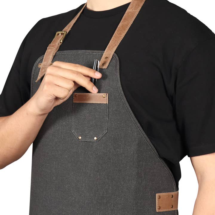 Londo - Wholesale Apron - Otto Angelino Personalized Canvas Cooking Apron, Working Apron with Customization, Workshop Apron with Pockets, Woodworking Apron with Tool Pockets6