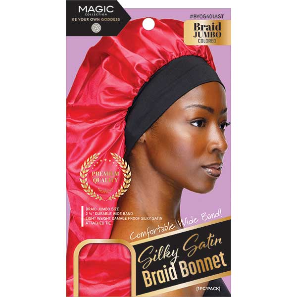 Majestic Wholesale - Wholesale Sleep Cap / Bonnet - Women's - SILKY SATIN BRAID BONNET JUMBO WIDE BAND ASSORT (12PCS)1
