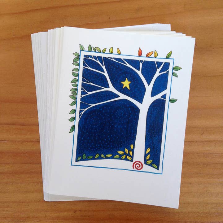 Leafy Tree ("...as hidden as banked fires") blank notecard for wholesale by Christi Sobel
