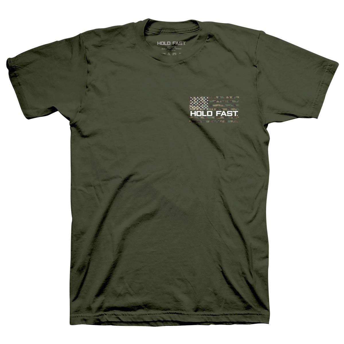 Military Green HOLD FAST Mens T-Shirt We The People Camo for wholesale on Faire3