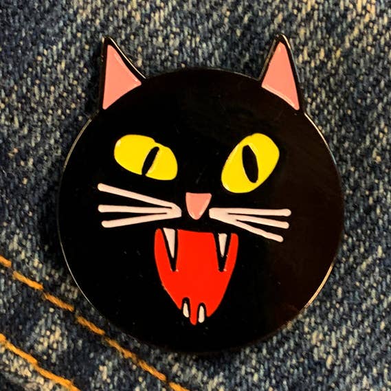Black Cat Enamel Pin for wholesale by Georgia Made This
