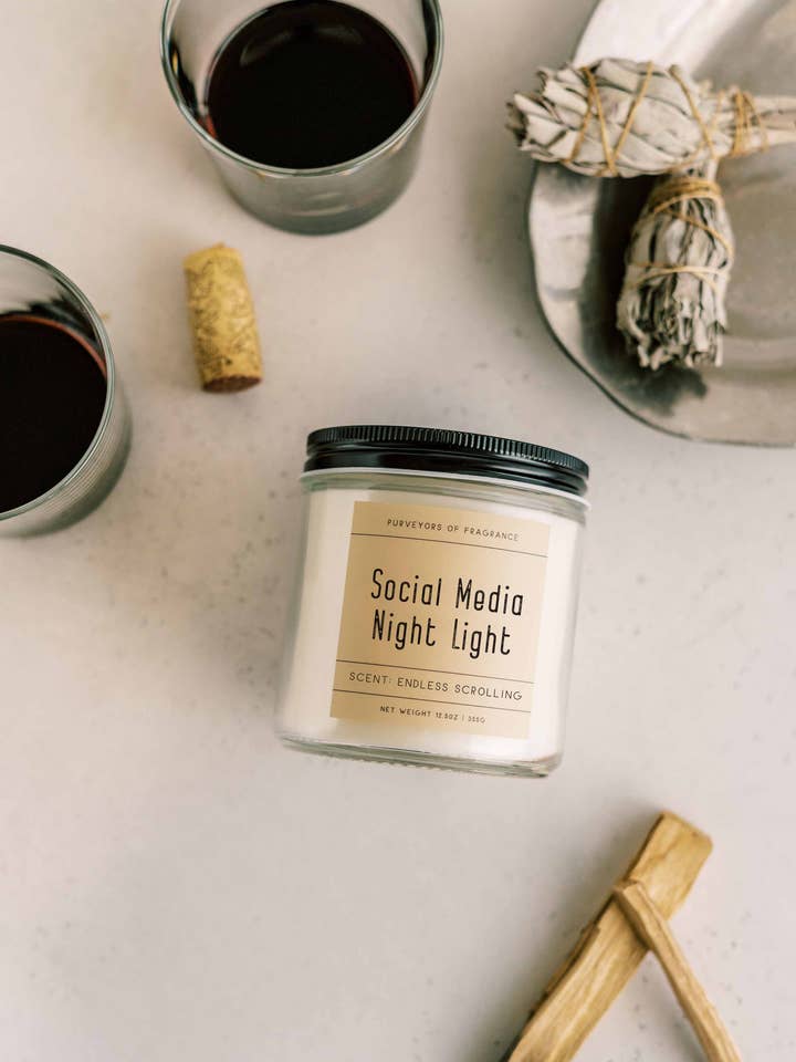 Social Media Night Light | 12.5 oz. Scented Candle for wholesale by Purveyors of Fragrance