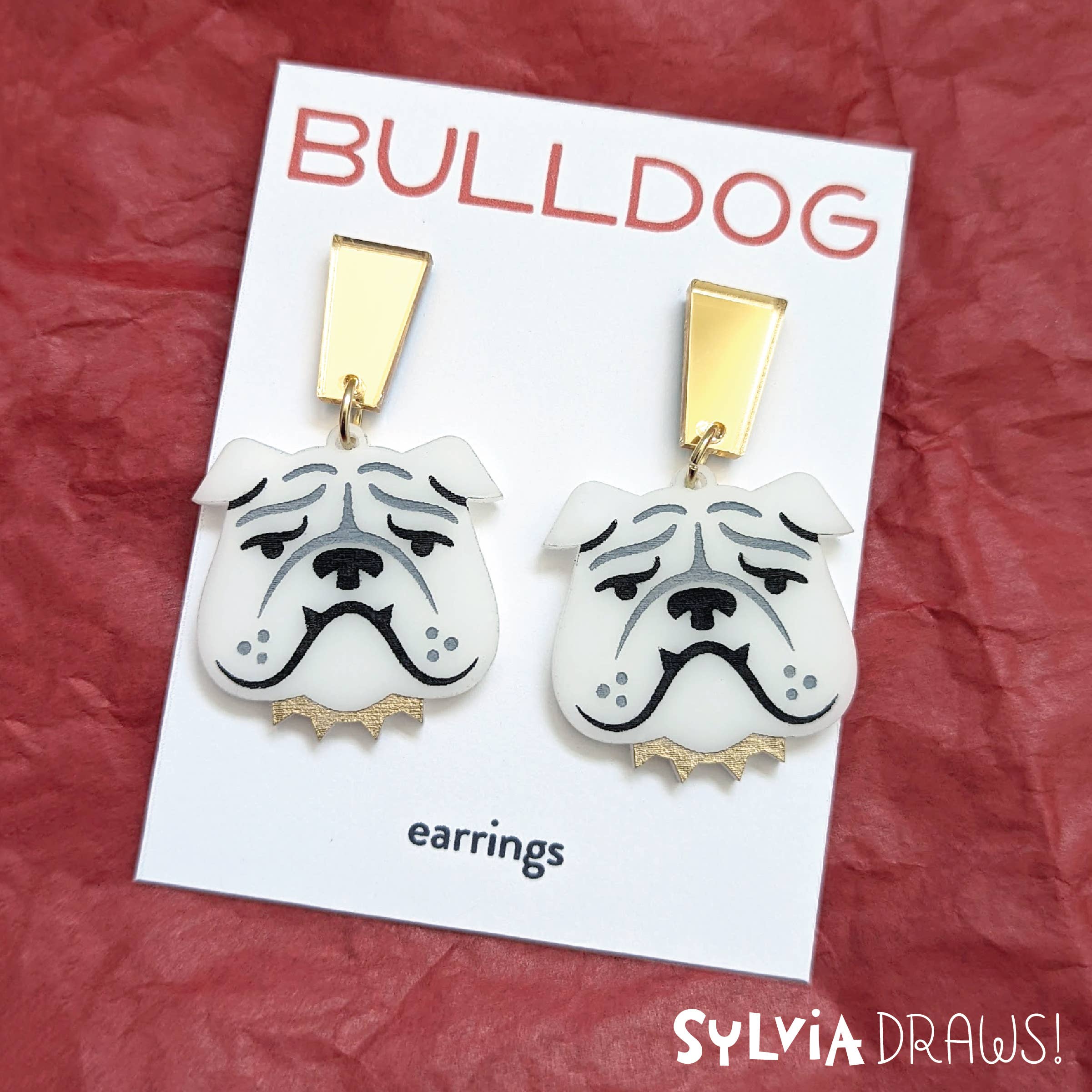 Sylvia Draws - Wholesale Dangle Earrings - Bulldog Earrings0