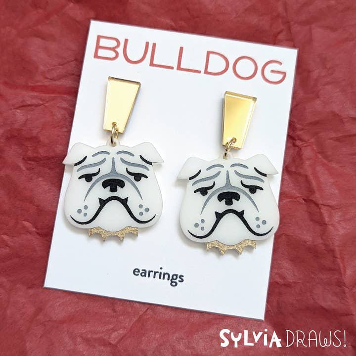 Sylvia Draws - Wholesale Dangle Earrings - Bulldog Earrings