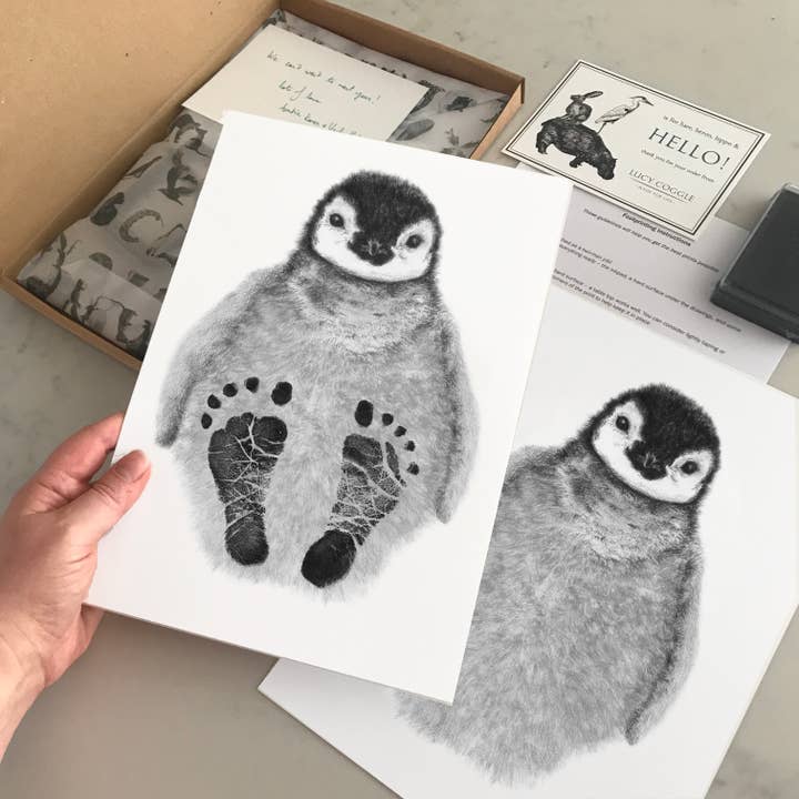 Lucy Coggle Designs - Vente Kit d'empreintes pour mains et pieds – enfant et bébé - Kit d'empreinte bébé pingouin2