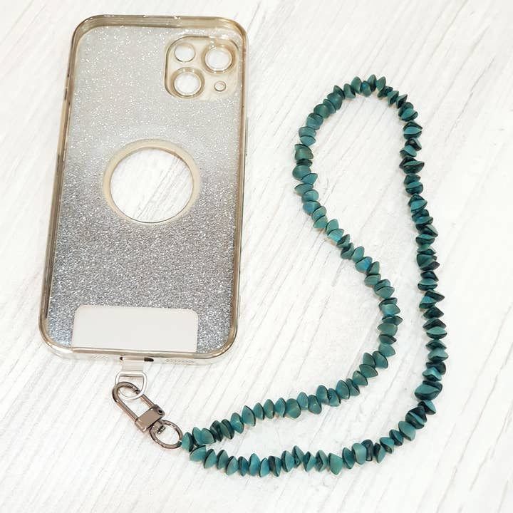 Handykette Buri-Palmsamen mit Patch aus Edelstahl 50cm für den Großhandel von Gloria-Maris