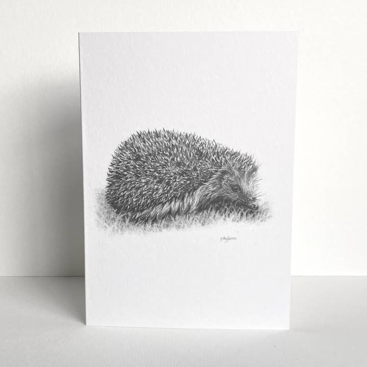 Hedgehog Greeting Card | Pencil Drawing | 5 x 7" for wholesale by Kelly Barnes Portraits