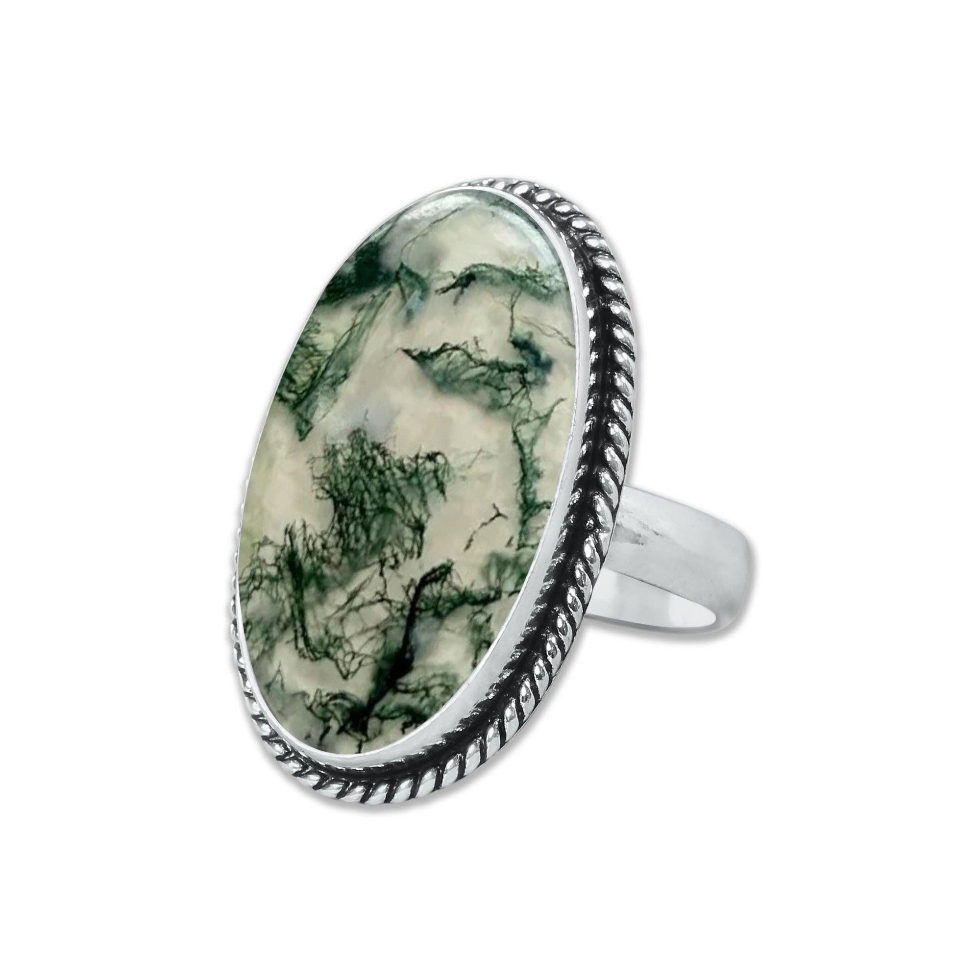 Handmade Jewels – wholesale Cocktail/Statement Ring – Mossagatringar – Handgjorda, Silverpläterade, Naturinspirerade (Tillverkade på Beställning)4