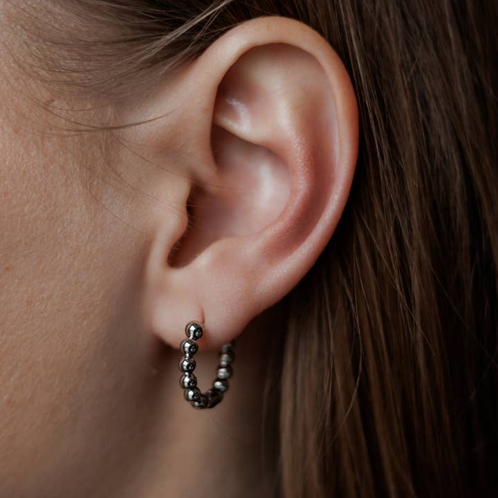 Sedy Jewelry - Wholesale Hoop Earrings - Sterling Silver Bubble Hoop Earrings Rhodium Plated 1.6 cm1