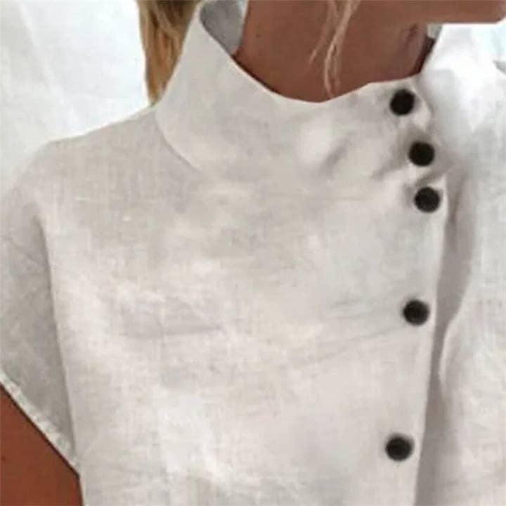 UZ Wholesale Store - Wholesale Button Down Shirt - Women's - Solid Color Button-Down Collar Casual Short-Sleeved Shirt5