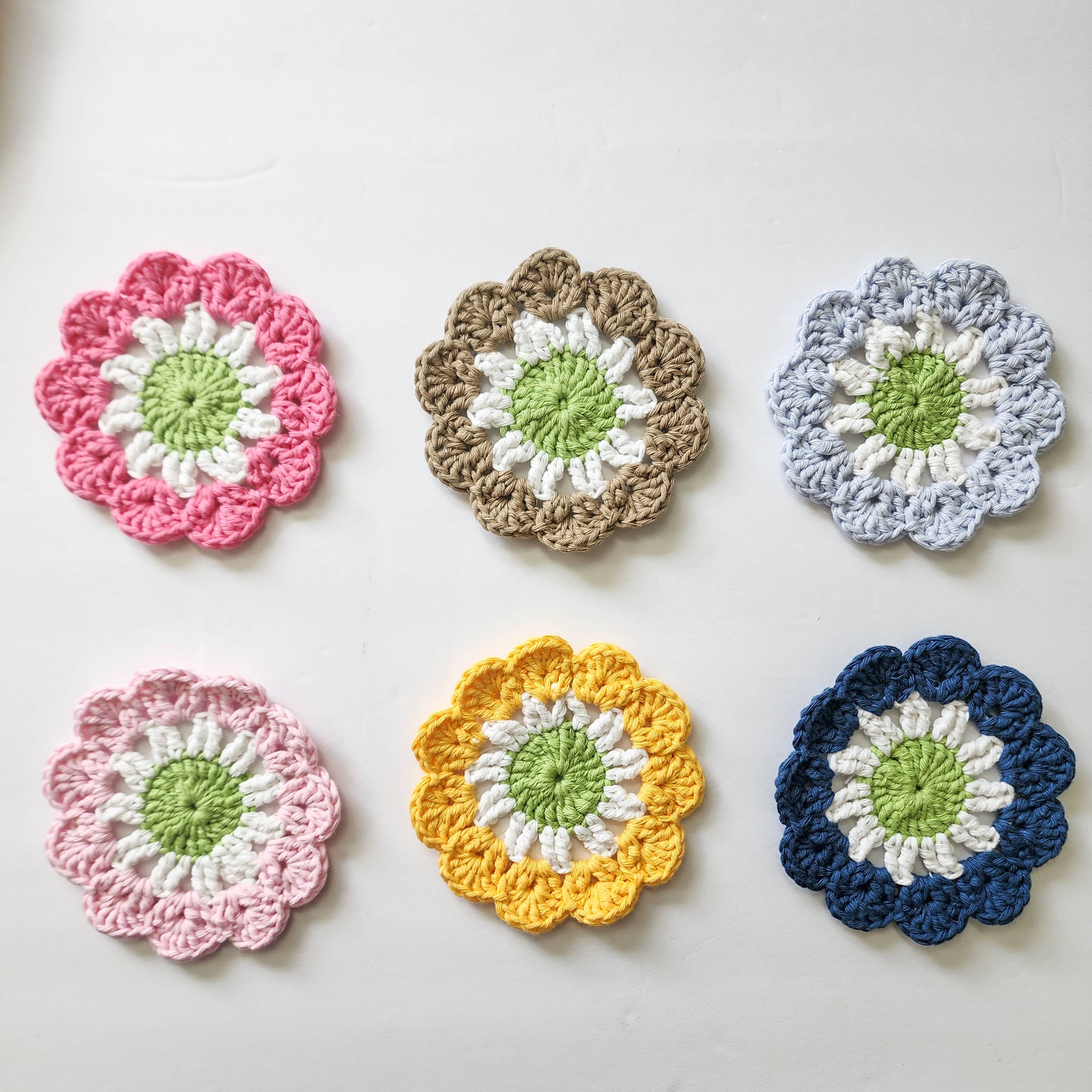 Handmade By Uruba - Wholesale Coasters - Cotton Coasters, Floral inspired Handwoven Coaster set6