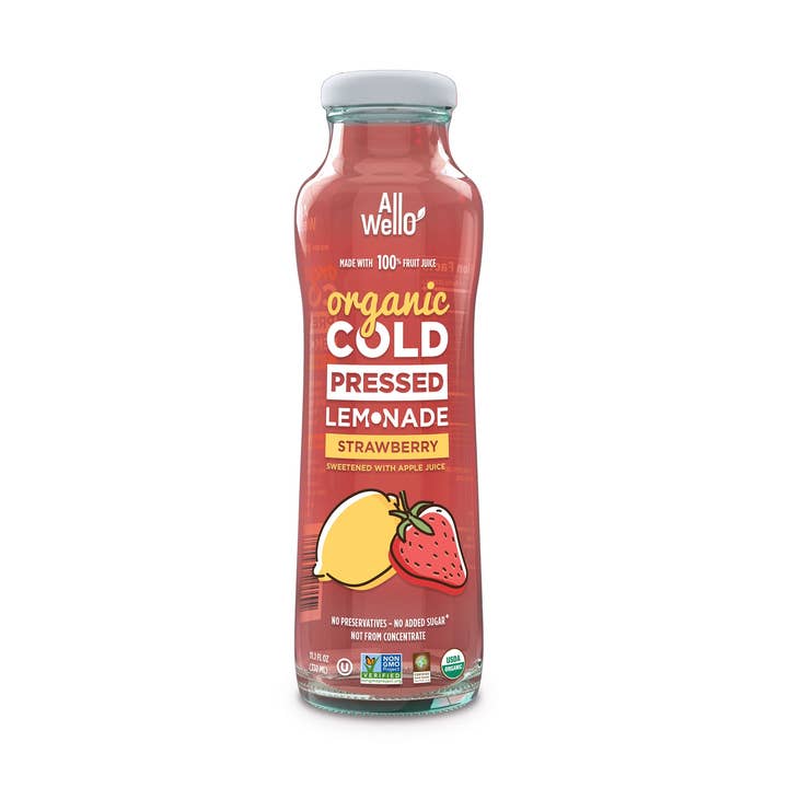 Organic Cold-Pressed Strawberry Lemonade for wholesale by AllWellO