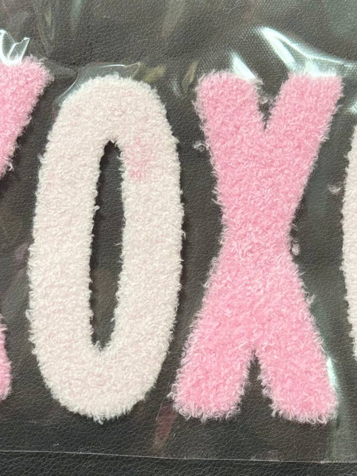 Fluffy Valentines Patch, DIY XOXO Pink Patch for wholesale by sequinandstiches