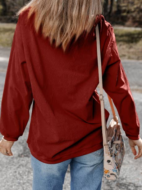 Lovesoft - Wholesale Sweatshirt - Women's - Light Grey Long Sleeve Ribbed Corded Oversized Sweatshirt21