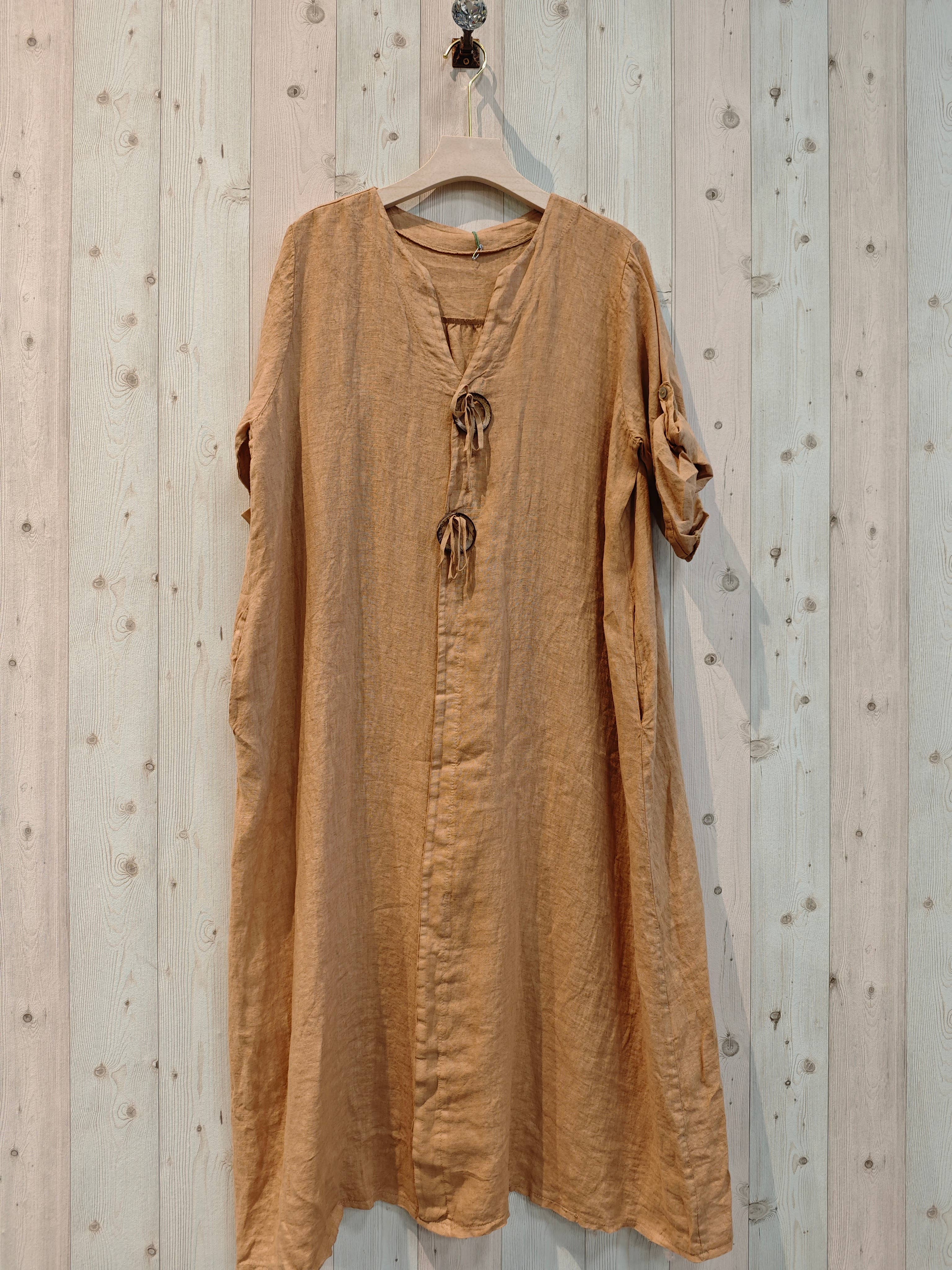 Linen & More – wholesale Klänning - Dam – REF 16325 LÅNG TVÅRINGSKLÄNNING 100% LINNE2