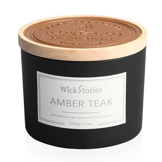 AC25010014 Vild Botanisk 12oz Duftlys af Soja med Læderlåg for engroshandel hos WickStories