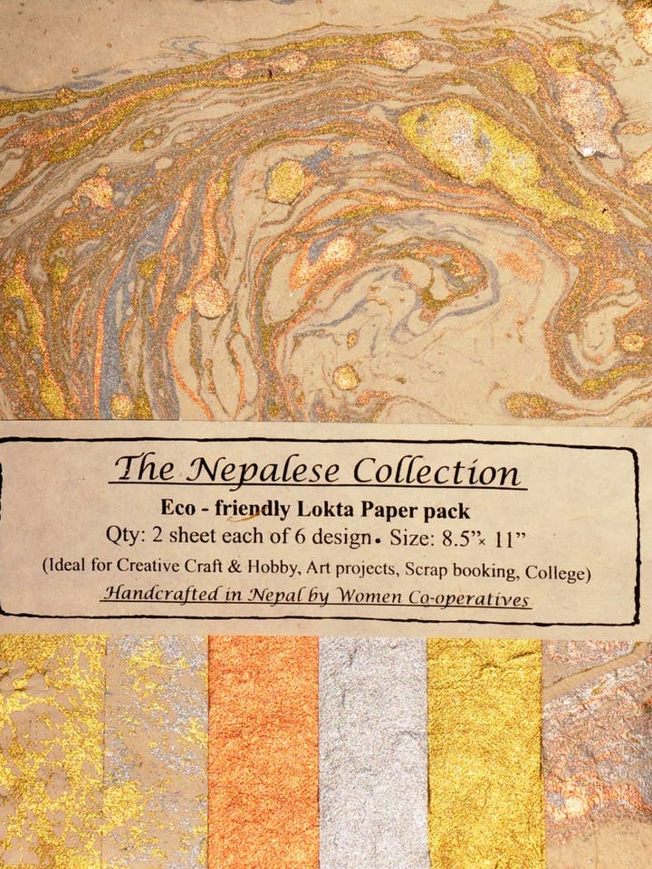 Lokta-papirpakke med metallic for engroshandel hos Giftsland